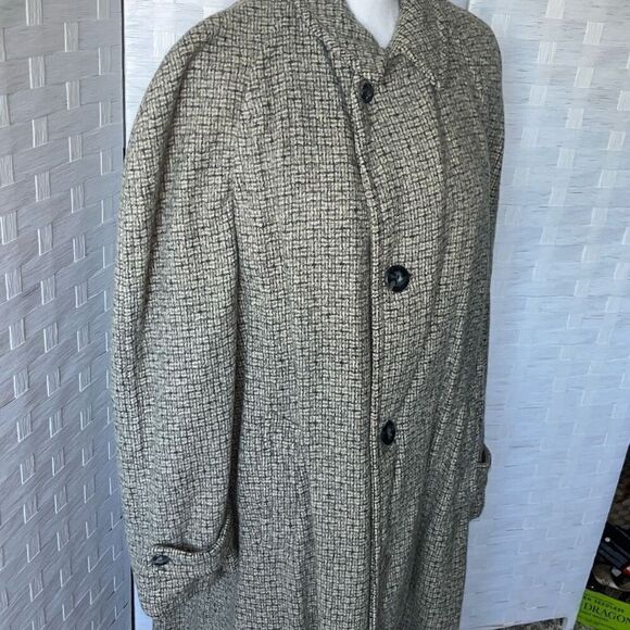Vintage Harris Tweed Plymouth Of Boston Trench Coat Gray Scottish Top O’ Tweed 1 - Picture 3 of 16